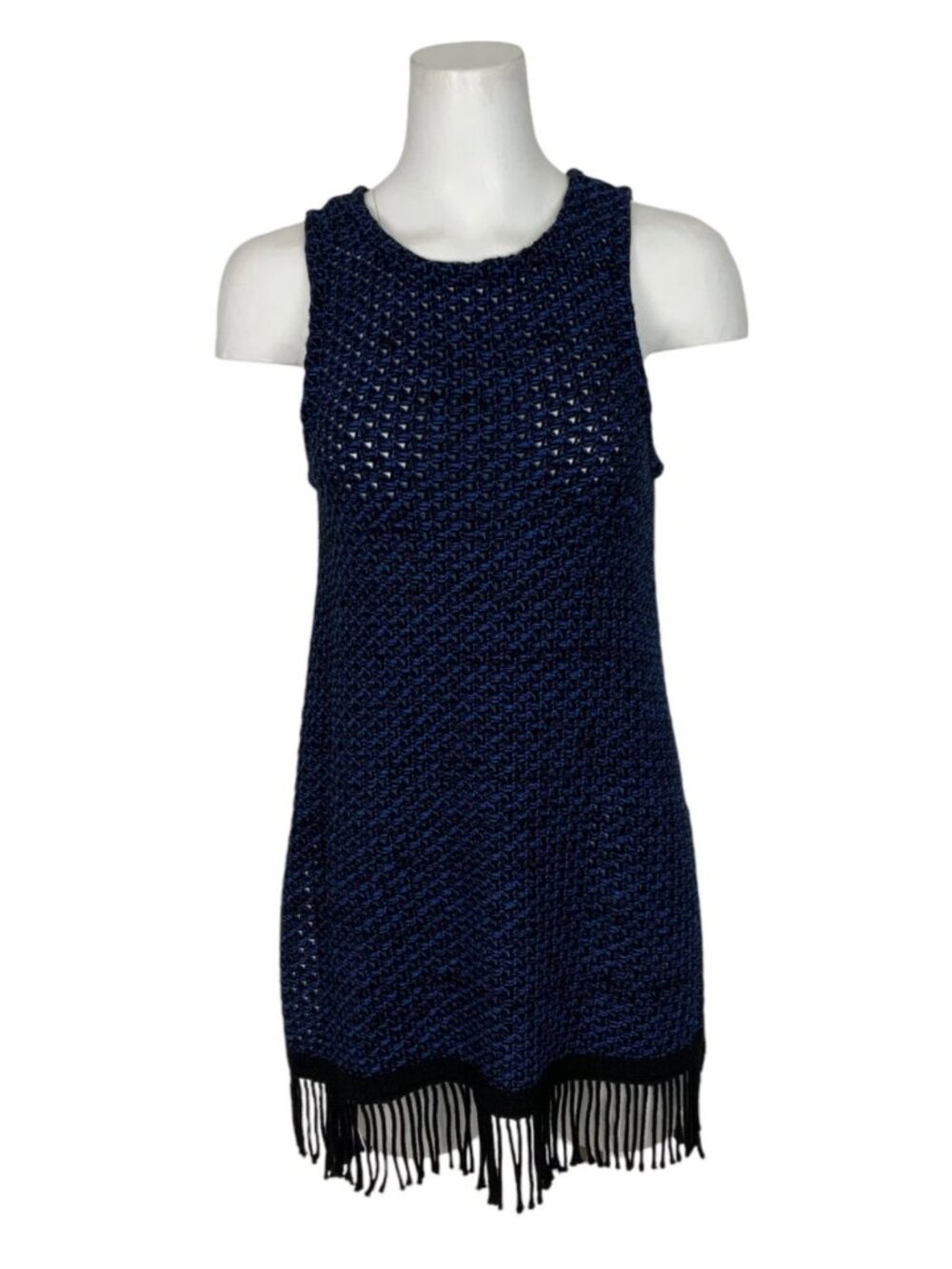 N/Nicholas Knit Fringe Tunic 8 Blue Sleeveless - Picture 6 of 16